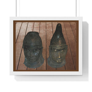 Premium Framed Horizontal Poster African iron masks