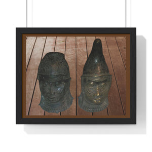 Premium Framed Horizontal Poster African iron masks