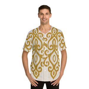 Elegant Men’s Baseball Jersey with Gold Swirl Design