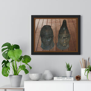Premium Framed Horizontal Poster African iron masks