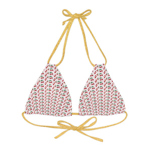 Strappy Triangle Bikini Top (AOP)