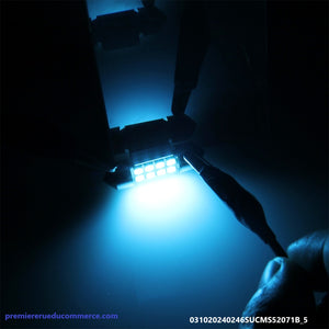 Lampe de Dôme de Voiture Lampe de Lecture LED (Lumière Bleu Glacier)2 PCS DC 12V 2W 36MM 8 SMD-3528 LEDs Bicuspid Port Décodage