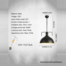 Charger l&#39;image dans la galerie, Suspension rétro industrielle créative en fer à une tête, ampoule E27, idéale pour cuisine, salle à manger, chambre à coucher, salon