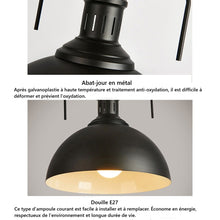 Charger l&#39;image dans la galerie, Suspension rétro industrielle créative en fer à une tête, ampoule E27, idéale pour cuisine, salle à manger, chambre à coucher, salon