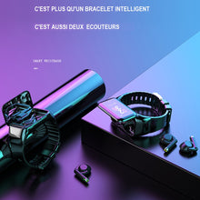 Charger l&#39;image dans la galerie, Bracelet intelligent à écran couleur de 1,14 pouces avec double écouteurs Bluetooth sans fil et...