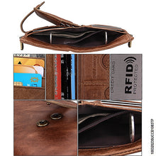 Charger l&#39;image dans la galerie, Portefeuille Blocage RFID: Porte-monnaie ,Porte-carte,s Étui de protection pour hommes et femme, Taille: 12 * 9,5 * 3,5 cm, Cuir de vache véritable Crazy Horse Texture Zipper Porte-cartes ,à 3 volets