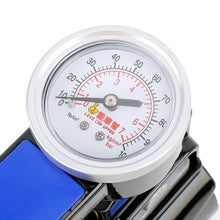 Charger l&#39;image dans la galerie, Portable Metal Cylinder Tire Inflator Air Compressor with Pressure Gauge And Three Nozzle Adapters for Cars Vans Air Mattress Balls, 100-150 PSI 35-55L/min, Voltage DC 12-13.6V, Current: 15A