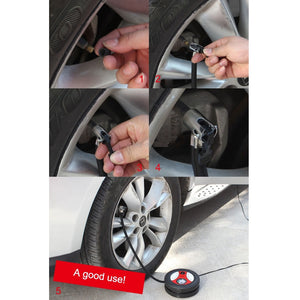 Pompe  à pneu de forme de pneu , avec la jauge et trois adaptateurs de bec , gonfleur de pneu pour  voiture ,vans...