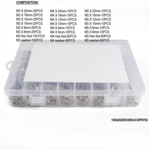 Vis et écrous en acier inoxydable M3 M4 M5 M6 , Vis à tête cylindrique à six pans creux , kit d'assortiment de clés pour joints