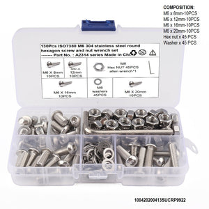 Vis et écrous en acier inoxydable M3 M4 M5 M6 , Vis à tête cylindrique à six pans creux , kit d'assortiment de clés pour joints