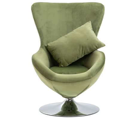 Chaise Oeuf pivotante avec coussin en velours vert clair