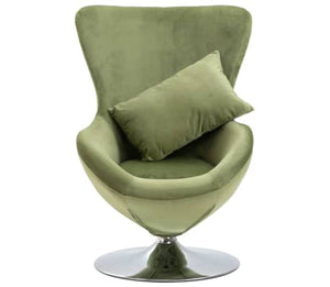 Chaise Oeuf pivotante avec coussin en velours vert clair