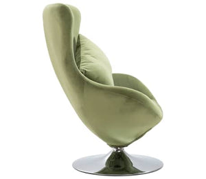 Chaise Oeuf pivotante avec coussin en velours vert clair
