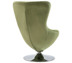 Chaise Oeuf pivotante avec coussin en velours vert clair