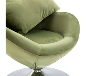 Chaise Oeuf pivotante avec coussin en velours vert clair