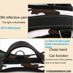 Fashion Nylon Breathable Pet Dogs Adjustable Harness Lead Leash Collar Belt with 3m Reflective Yarn, Random Color Delivery