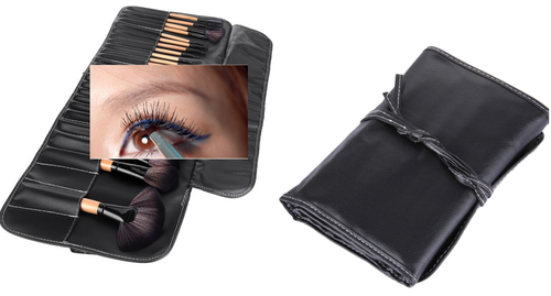 Ensemble de pinceaux de maquillage ,poignée en bois 32 pièces (Kit de beauté + étui de transport en cuir PU)