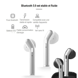 Bluetooth 5.0  Connection grande Distance. Écouteur Bluetooth sans fil avec boîte de charge magnétique, prise en charge de l'affichage d'alimentation IOS et de la correspondance de la mémoire Bluetooth et appel HD