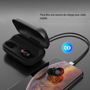 Écouteurs  sans fil, Bluetooth 5.0 , imperméable à la sieur,   avec boîte de chargement, prise en charge Siri & Call & Power Bank