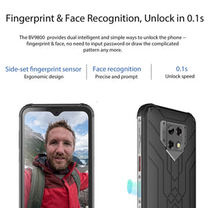 Blackview BV9800 Rugged Phone, 6GB+128GB ,Waterproof Dustproof Shockproof, Triple Cameras, Face & Fingerprint Identification, 6.3 inch Android 9.0 Pie Helio P70 Octa Core up to 2.1GHz, NFC, Wireless Charge, Network: 4G