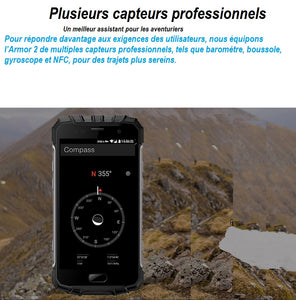 Téléphone robuste Ulefone Armor 2, 6 Go + 64 Go , IP68 étanche à la poussière antichoc, identification d'empreintes digitales, 5.0 pouces Android 7.0  4G, NFC, OTG, Dual SIM ...