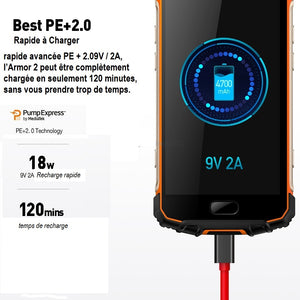 Téléphone robuste Ulefone Armor 2, 6 Go + 64 Go , IP68 étanche à la poussière antichoc, identification d'empreintes digitales, 5.0 pouces Android 7.0  4G, NFC, OTG, Dual SIM ...