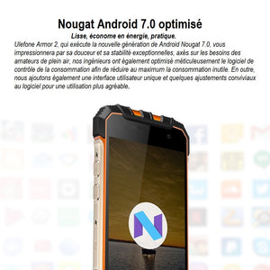 Téléphone robuste Ulefone Armor 2, 6 Go + 64 Go , IP68 étanche à la poussière antichoc, identification d'empreintes digitales, 5.0 pouces Android 7.0  4G, NFC, OTG, Dual SIM ...