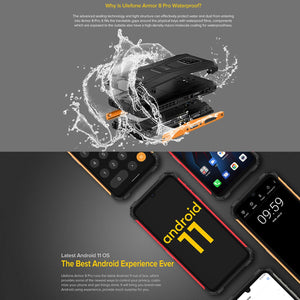 Téléphone robuste Ulefone Armor 8, 4 Go + 64 Go, triples caméras arrière , IP68 / IP69K étanche à la poussière, antichoc, identification du visage et d...
