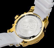 Charger l&#39;image dans la galerie, Mens Pro Diver SCUBA Chronograph 18Kt Gold Black DIal White Strap Watch