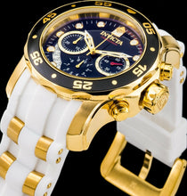 Charger l&#39;image dans la galerie, Mens Pro Diver SCUBA Chronograph 18Kt Gold Black DIal White Strap Watch