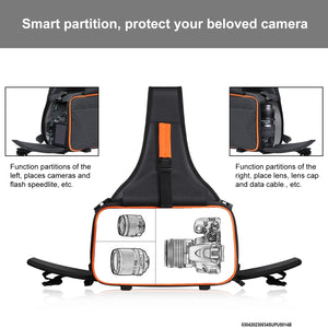 PULUZ Triangle Style SLR Camera Bag Sling Waterproof Backpack Shoulder Messenger Bags with Removable Lens Bag