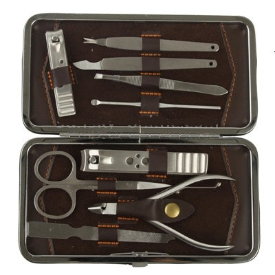 Kits de manucure, de pédicure de coupe-ongles 9 en 1 (grand coupe-ongles, petit coupe-ongles, pince à cuticules, ciseaux, lime à ongles, pince à sourcils, cure-oreille, lime à ongles double face, coupe-cuticules)
