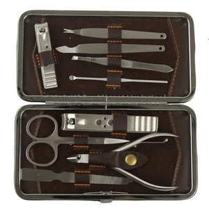 Kits de manucure, de pédicure de coupe-ongles 9 en 1 (grand coupe-ongles, petit coupe-ongles, pince à cuticules, ciseaux, lime à ongles, pince à sourcils, cure-oreille, lime à ongles double face, coupe-cuticules)