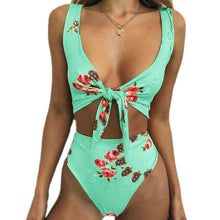 Charger l&#39;image dans la galerie, 2 PCS High Waist Sexy Print Bandage Backless Swimsuit for Women