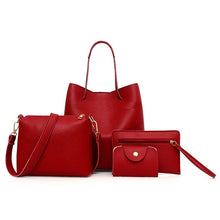 Charger l&#39;image dans la galerie, Sac à main en cuir 4 en 1 pour femmes + sac à bandoulière + sac de messager + capacité de paquet de carte sac
