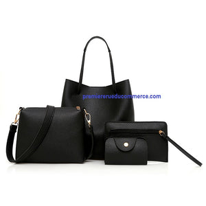 Sac à main en cuir 4 en 1 pour femmes + sac à bandoulière + sac de messager + capacité de paquet de carte sac
