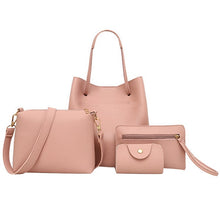 Charger l&#39;image dans la galerie, Sac à main en cuir 4 en 1 pour femmes + sac à bandoulière + sac de messager + capacité de paquet de carte sac