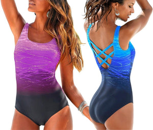 Female Sexy Swimsuit Vintage Swimwear High Neck Bandage Criss Cross Back Swimwear