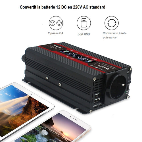 LCD Smart Home Car Inverter 12V à 220V Convertisseur de puissance