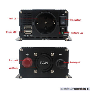 LCD Smart Home Car Inverter 12V à 220V Convertisseur de puissance