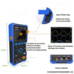 Oscilloscope + multimètre + source de signal multifonction en un