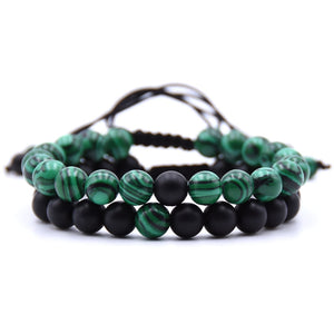 Double bracelets tissés de charme , 8mm, perles en pierre naturelle