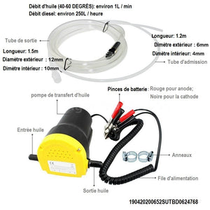 Pompe/Extracteur pour transférer, récupérer , échanger huile , carburant (12V 60W)