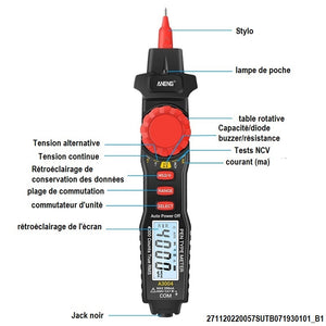 Multimètre intelligent haute précision de type stylo multifonction