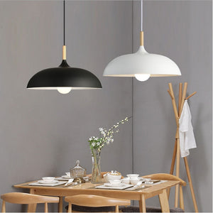 Lampe à  couvercle semi-circulaire lustre en fer forgé avec simple tête  pour chambre d' hôtel , restaurant, salon (couleurs:blanc et noir)